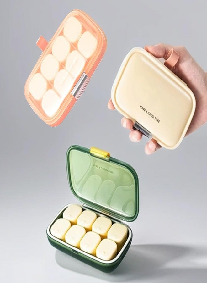 TGOPIT علبة حبوب صغيرة من TGOPIT، تكفي لـ 7 أيام، علبة أدوية، 8 أقسام، منظم حبوب محمول للسفر، أقسام قابلة للإزالة، علبة حبوب، مقاومة للرطوبة، للسفر والاستخدام اليومي (بيج) - Image 3